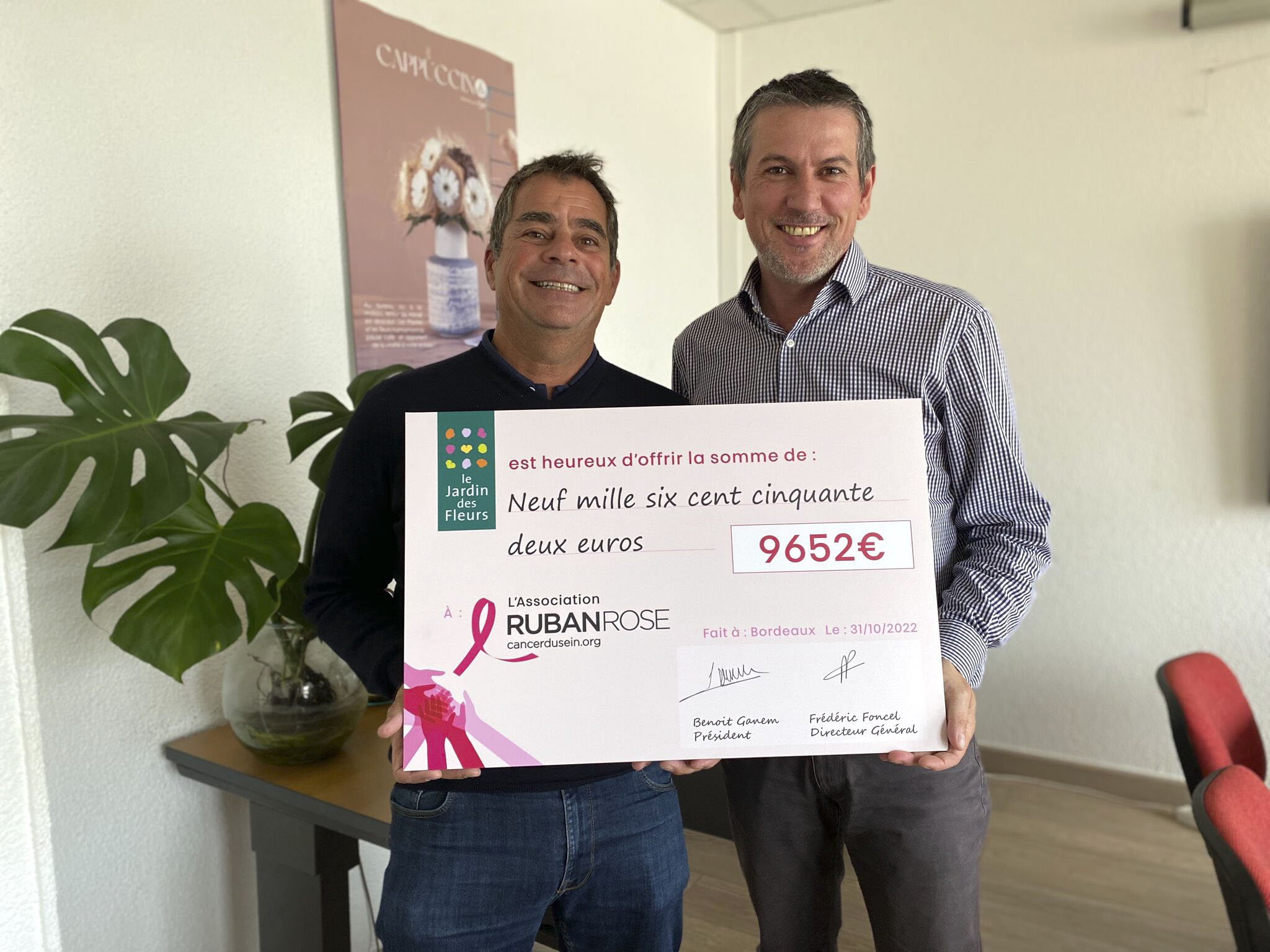 9652€ de dons pour l'association Ruban rose pour Octobre rose 2022